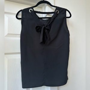 Sandro Sleeveless Bow Back Black Top